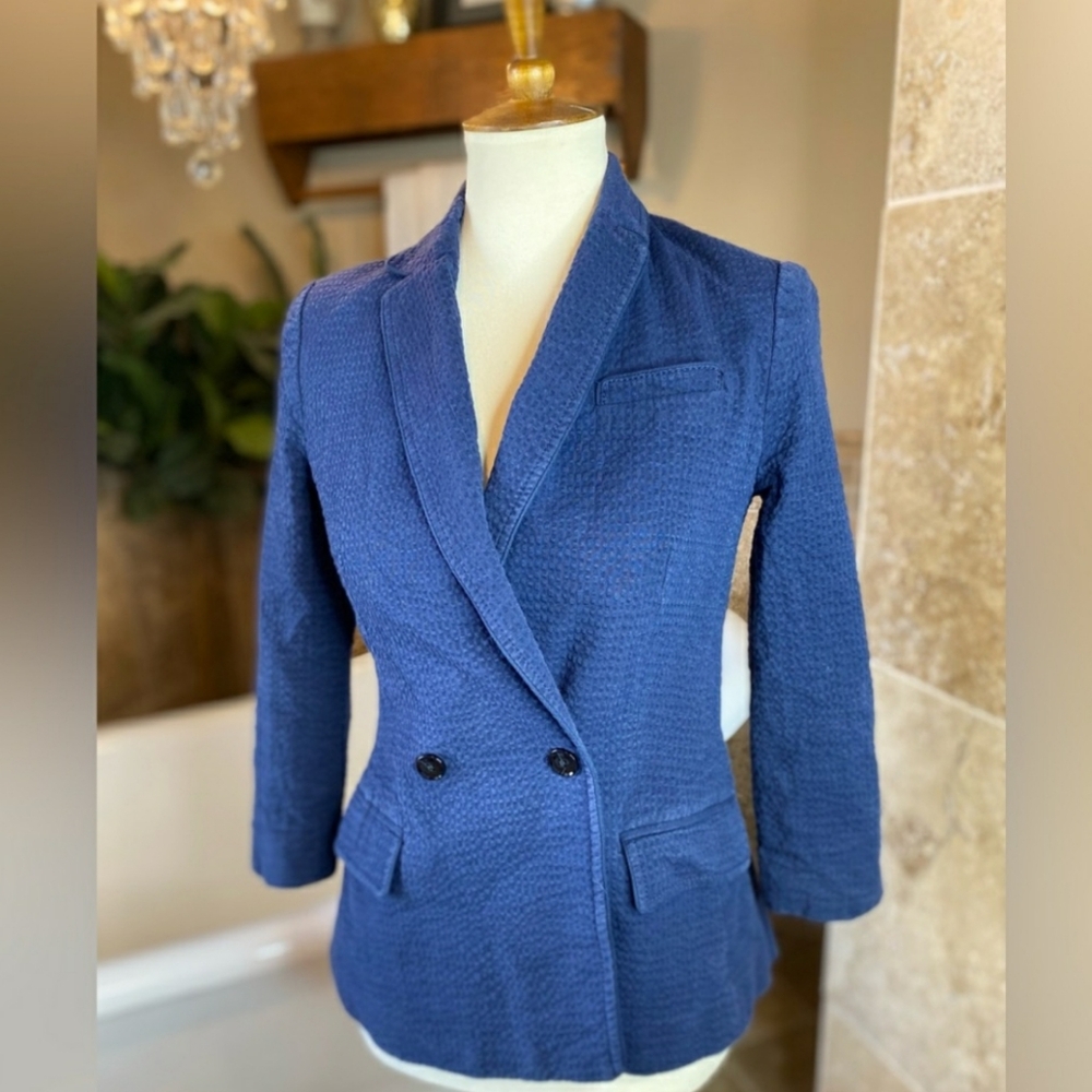 Banana Republic Size 4 Navy Blue Textured Blazer